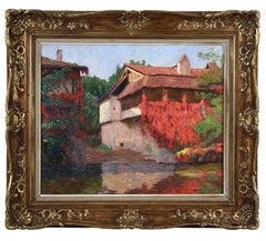 Reflejo de agua con flores óleo impresionista by Gorm Hansen