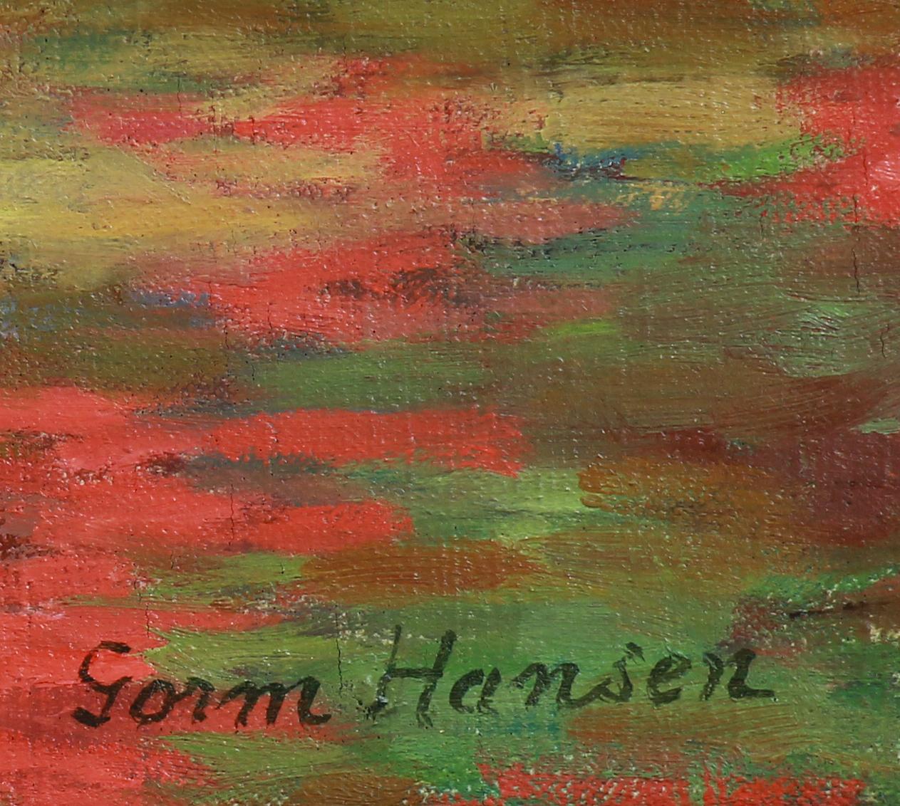 Aquarellspiegelung mit Blüten, impressionistisches Ölgemälde von Gorm Hansen im Angebot 3