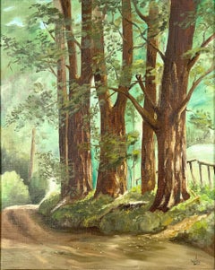 "Back Road" California Redwoods Santa Cruz County Original Oil Painting