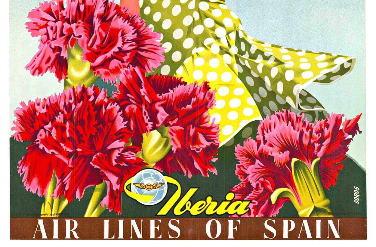 Poster d'epoca originale Andalusia Spain Iberia Air Lines Constellation - Print Realismo americano di Goros