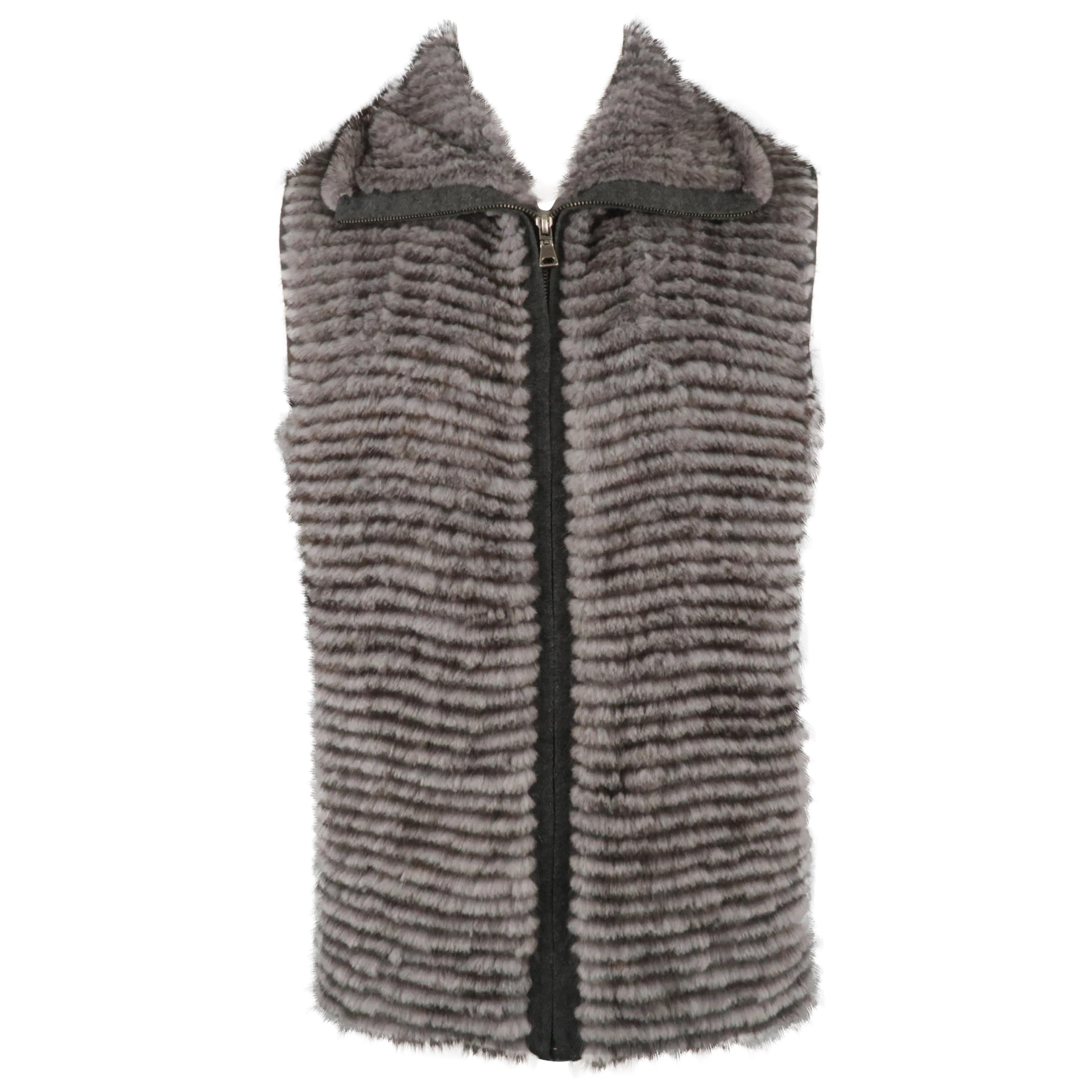 GORSKI Size XL Grey Mink Fur Vest