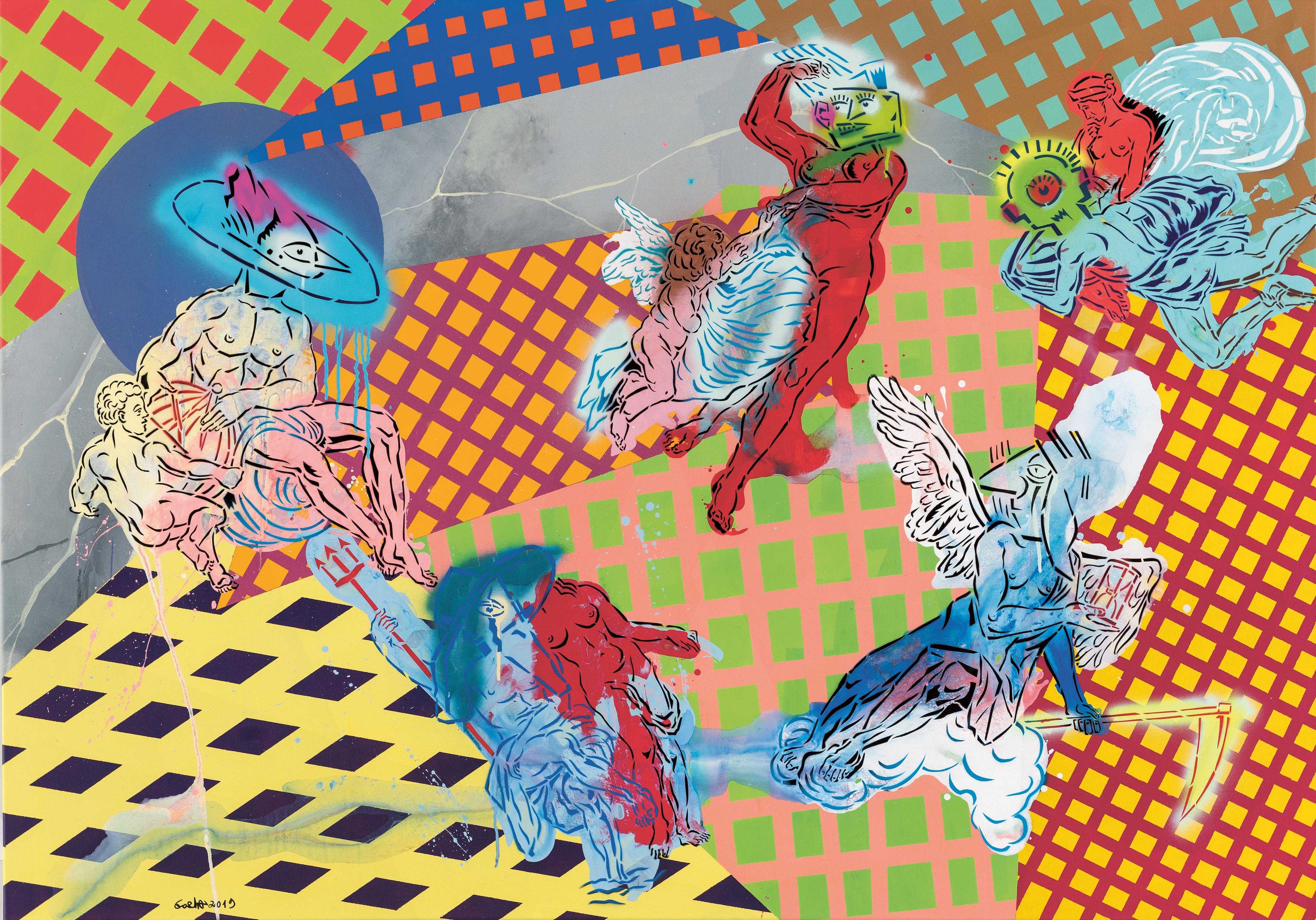 "Sistema solar incompleto" Pintura 55" x 79" pulgadas de Gosha Ostretsov