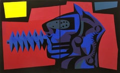 "The Knight Dog" Diptych Painting 39" x 63" inch by Gosha Ostretsov
