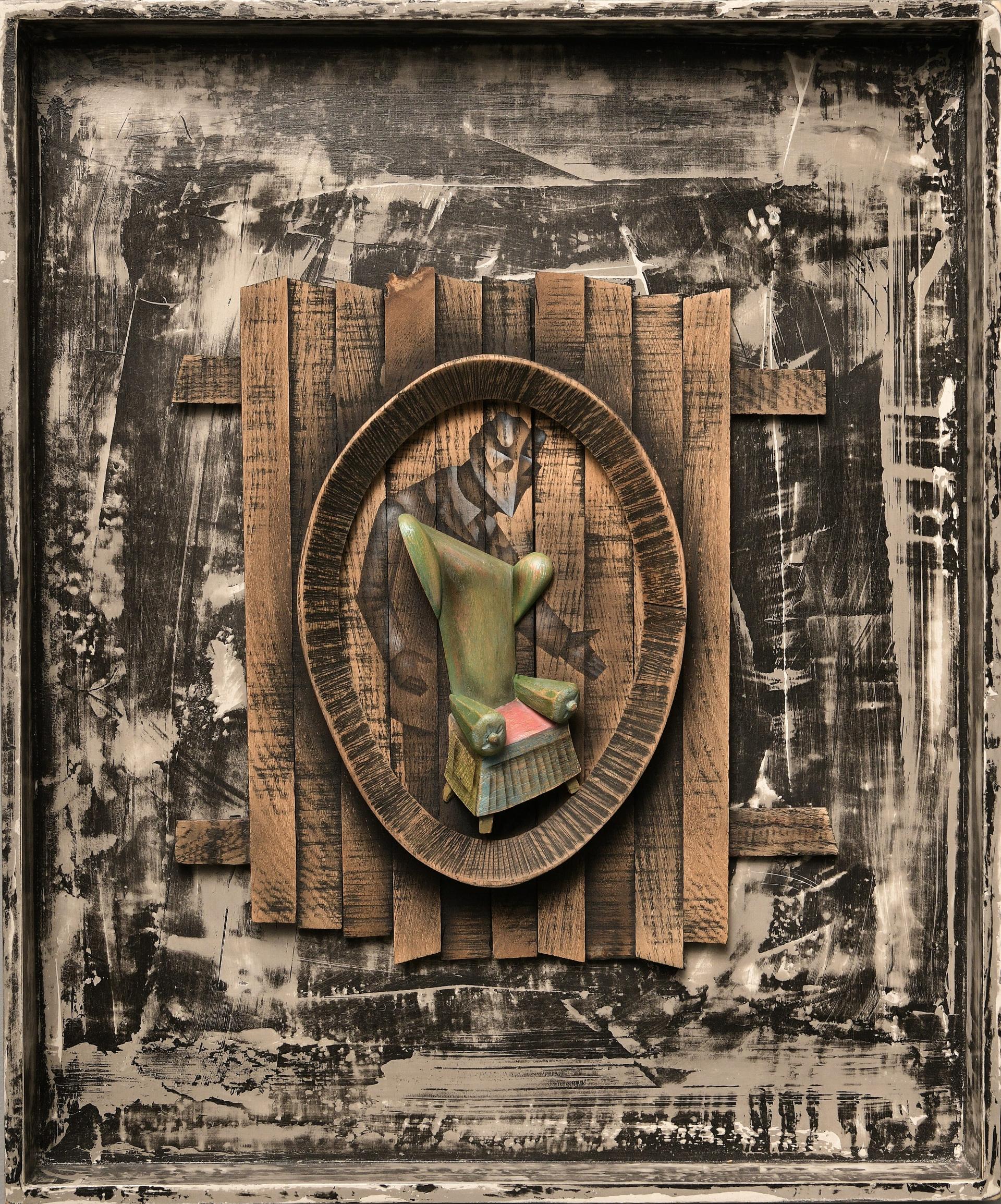 „Have a Seat“ Wandskulptur „Have a Seat“ 23" x 19" Zoll von Gosha Ostretsov

Geboren 1967, in Moskau
Lebte zehn Jahre lang in Paris (1988 - 1998), lebt und arbeitet jetzt in Moskau.

ÖFFENTLICHE SAMMLUNGEN:

Die Staatliche Tretjakow-Galerie, St.