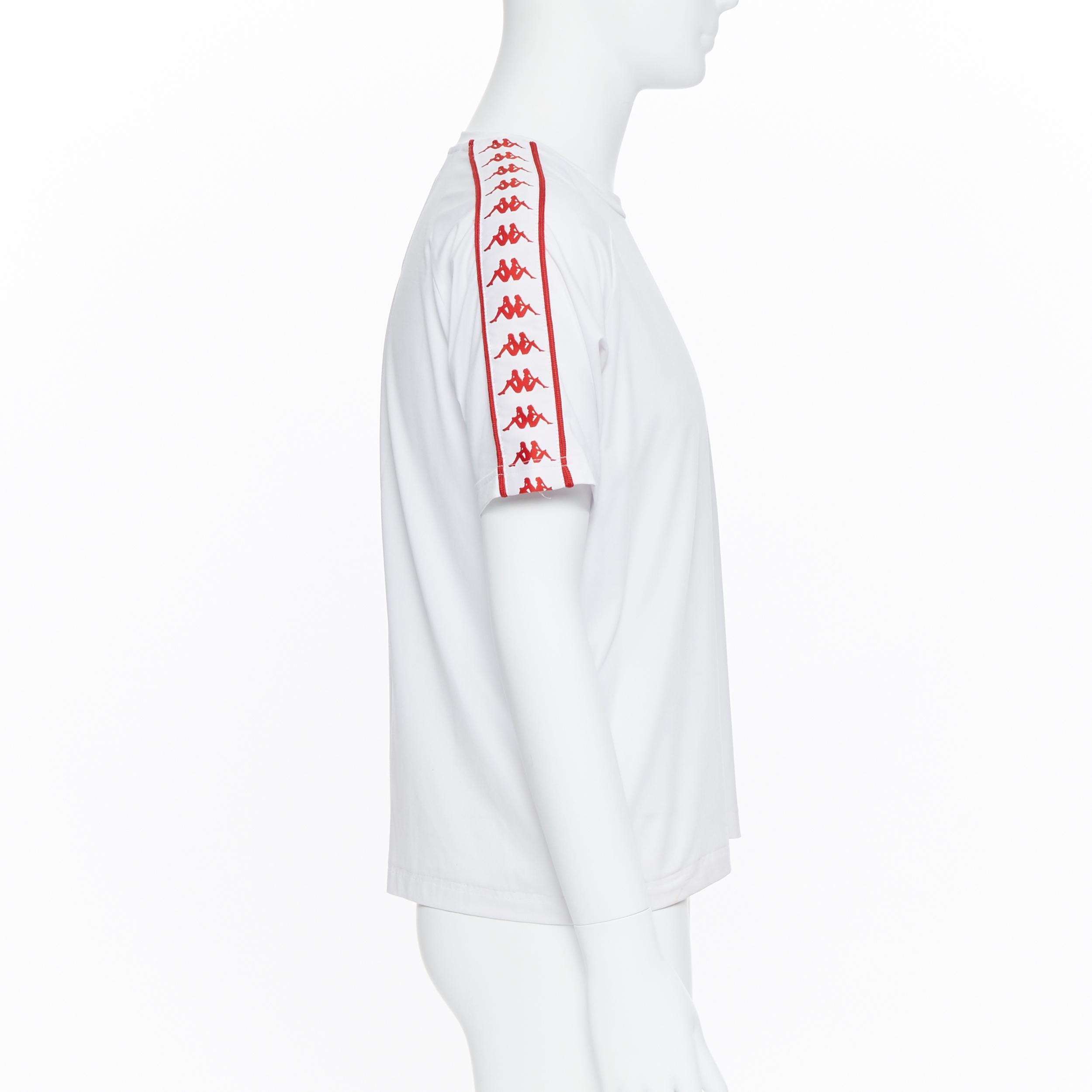 De los hombres GOSHA RUBCHINSKIY KAPPA camiseta de algodón de manga corta con logotipo blanco y rojo M