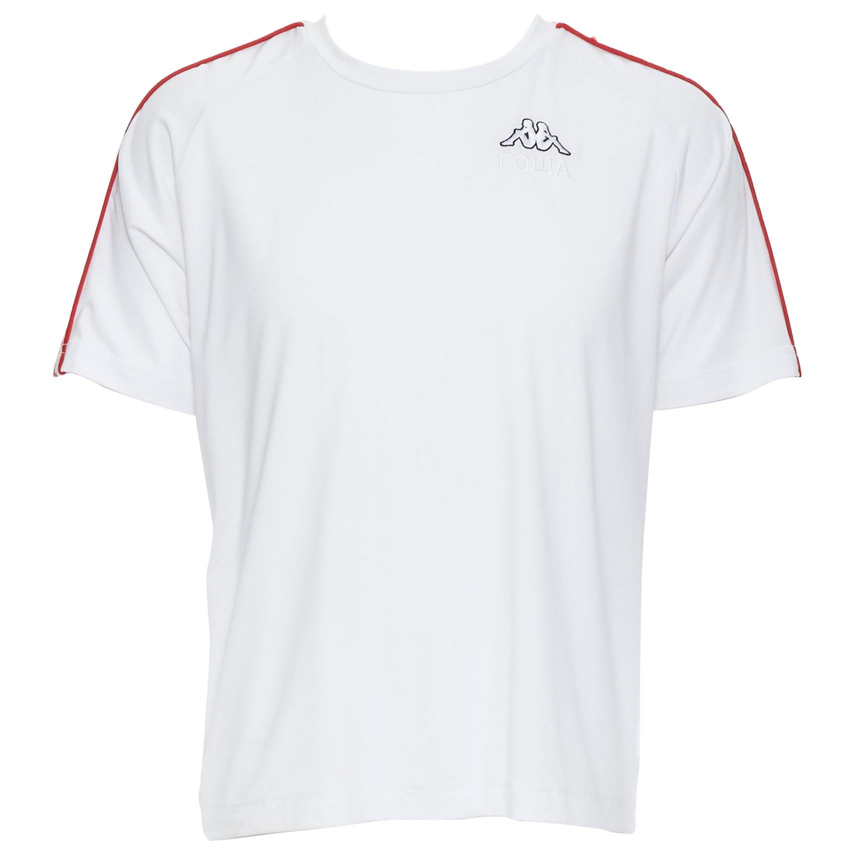 GOSHA RUBCHINSKIY KAPPA white red logo strip cotton football short sleeve top M