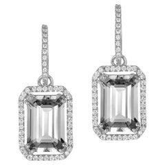 Goshwara 18 Karat White Gold Rock Crystal and Diamond Dangle Earrings