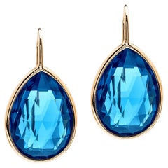 Goshwara 18 Karat Yellow Gold Blue Topaz Briolette Gossip Collection Earrings