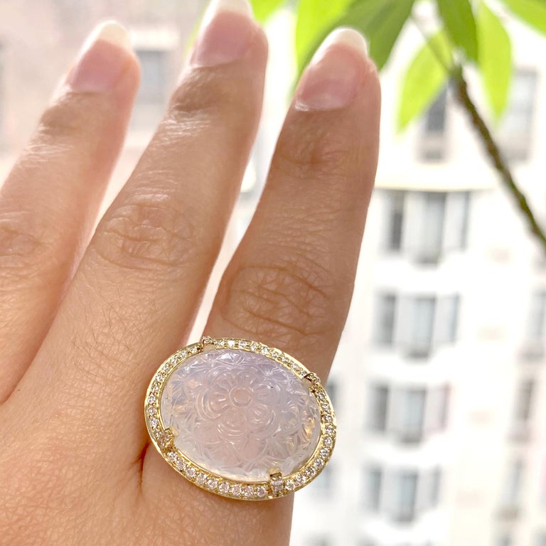 Goshwara 18 Karat Yellow Gold Hand Carved Moon Quartz Mogul Cut Diamond ...