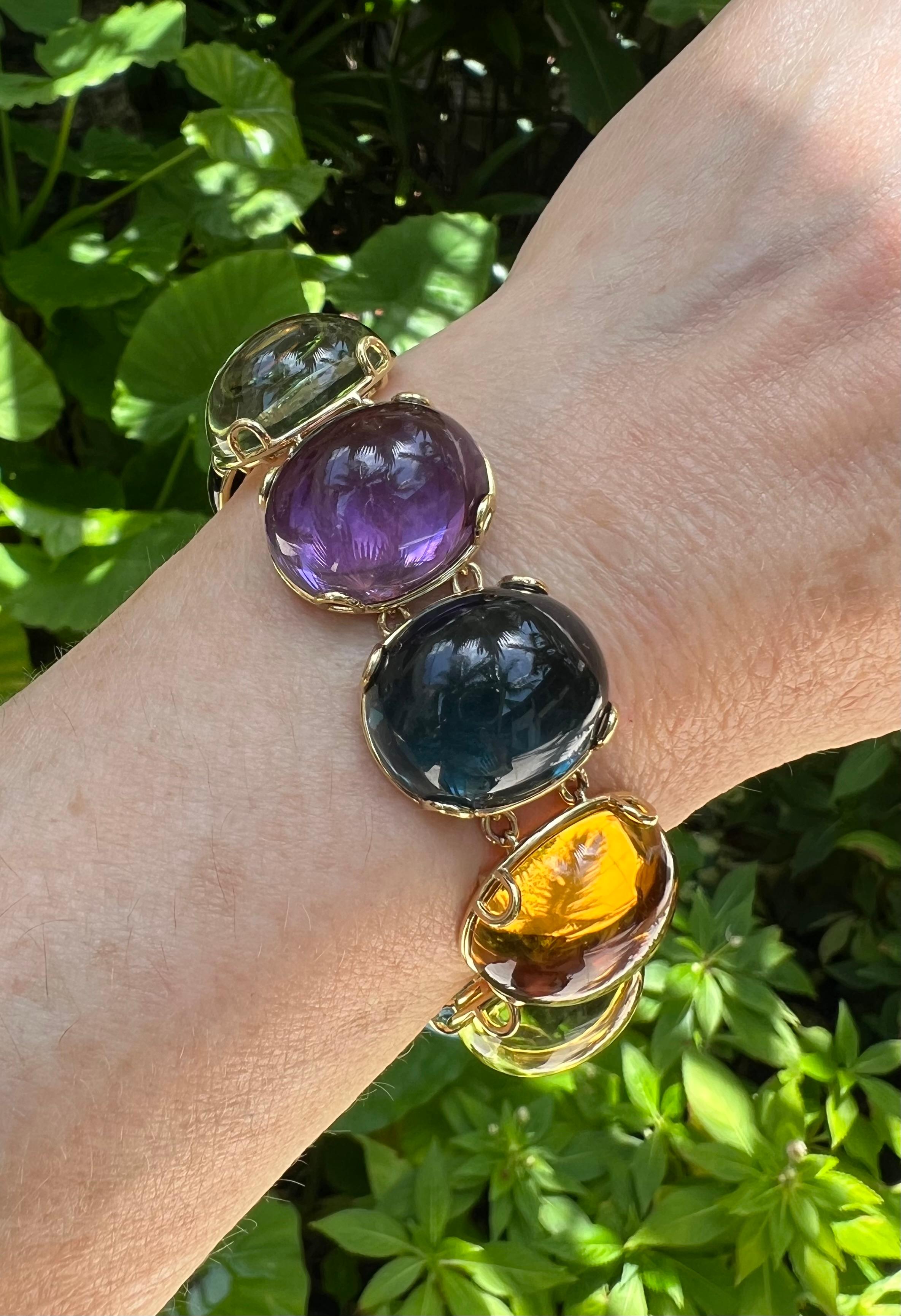 Goshwara 18k Gold Multi-Color Gemstone Bracelet In condizioni ottime in vendita a Palm Beach, FL