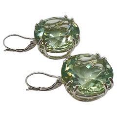 Goshwara Prasiolith-Tropfenohrringe aus 18 Karat Weißgold