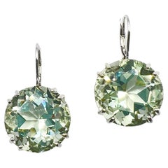 Goshwara - Pendants d'oreilles en or blanc 18 carats avec prasiolite