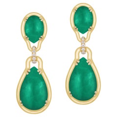 Goshwara 2 Tier Emerald Pear Shape with Diamonds Earrings