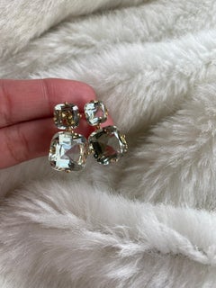 Goshwara 2 Tier Prasiolite Cushion Earrings