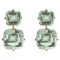 Goshwara 2 Tier Prasiolite Cushion Earrings