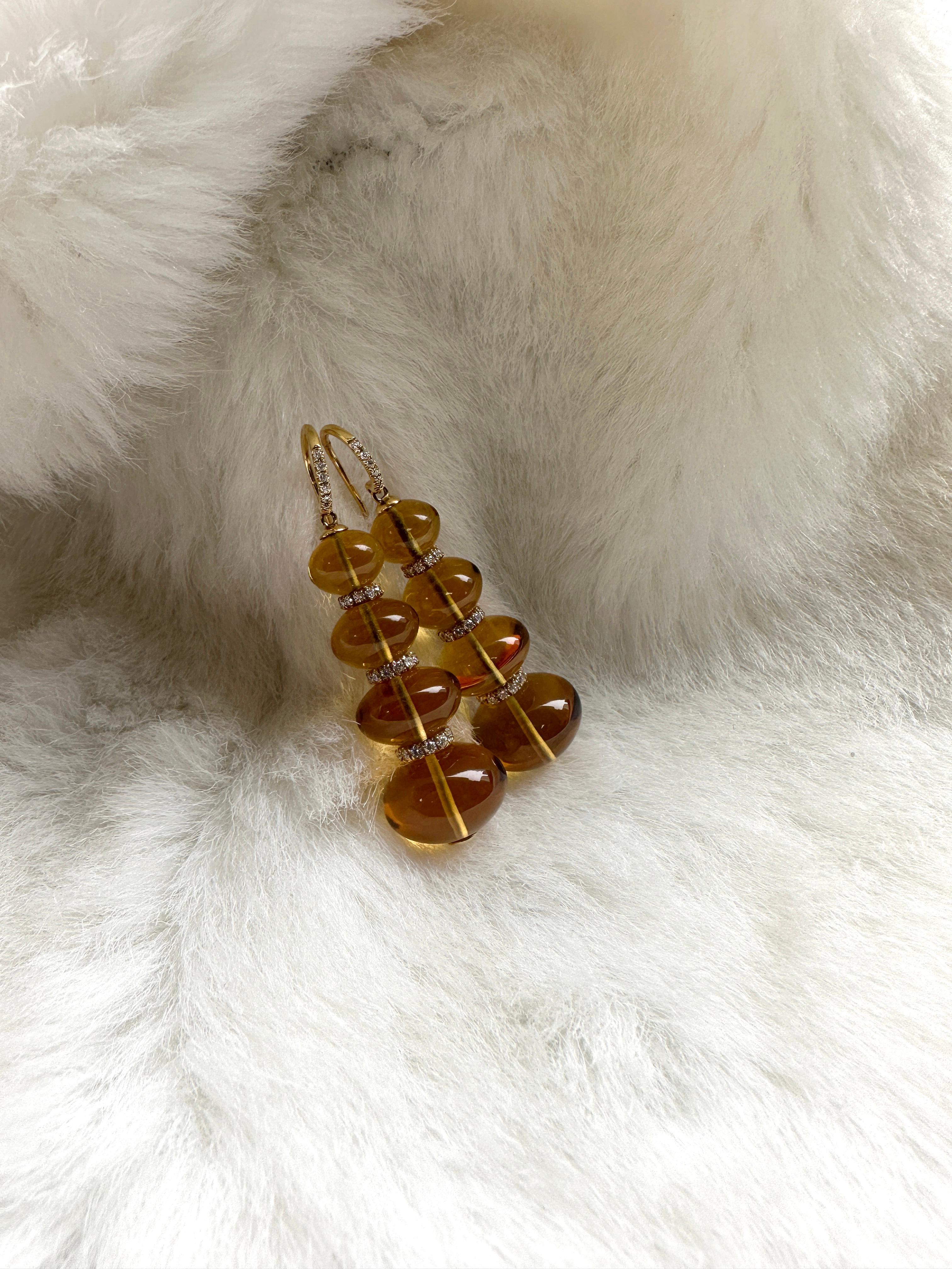 4 Tier Citrine Bead with Diamonds Earrings For Sale 2