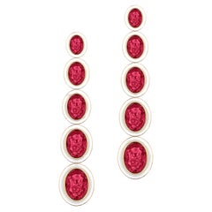 Goshwara 5 Stone Long Ruby Oval Cut Earrings