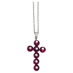 Goshwara 7 Stone Ruby Bead with Diamonds Pendant