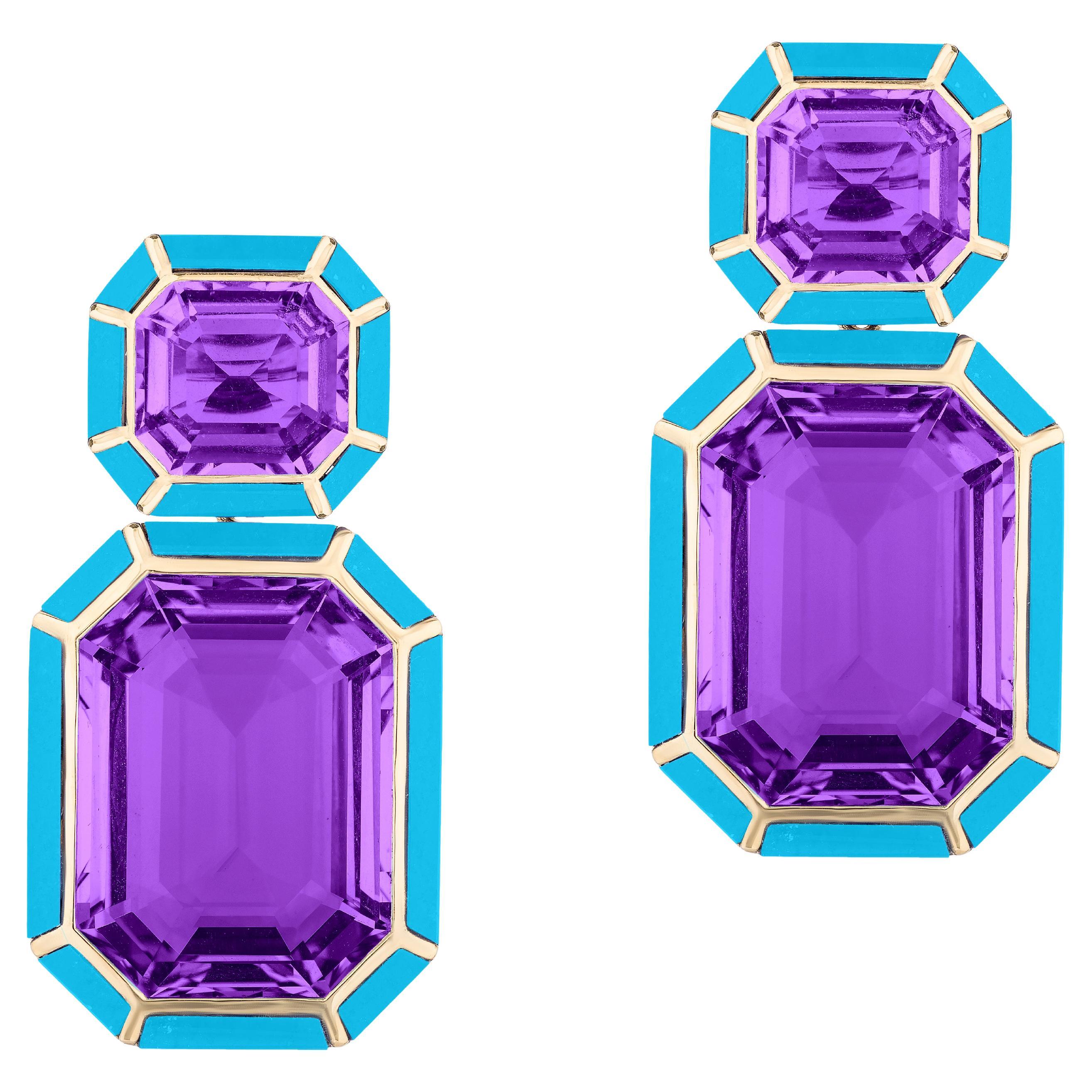 Goshwara Amethyst and Turquoise Earrings For Sale