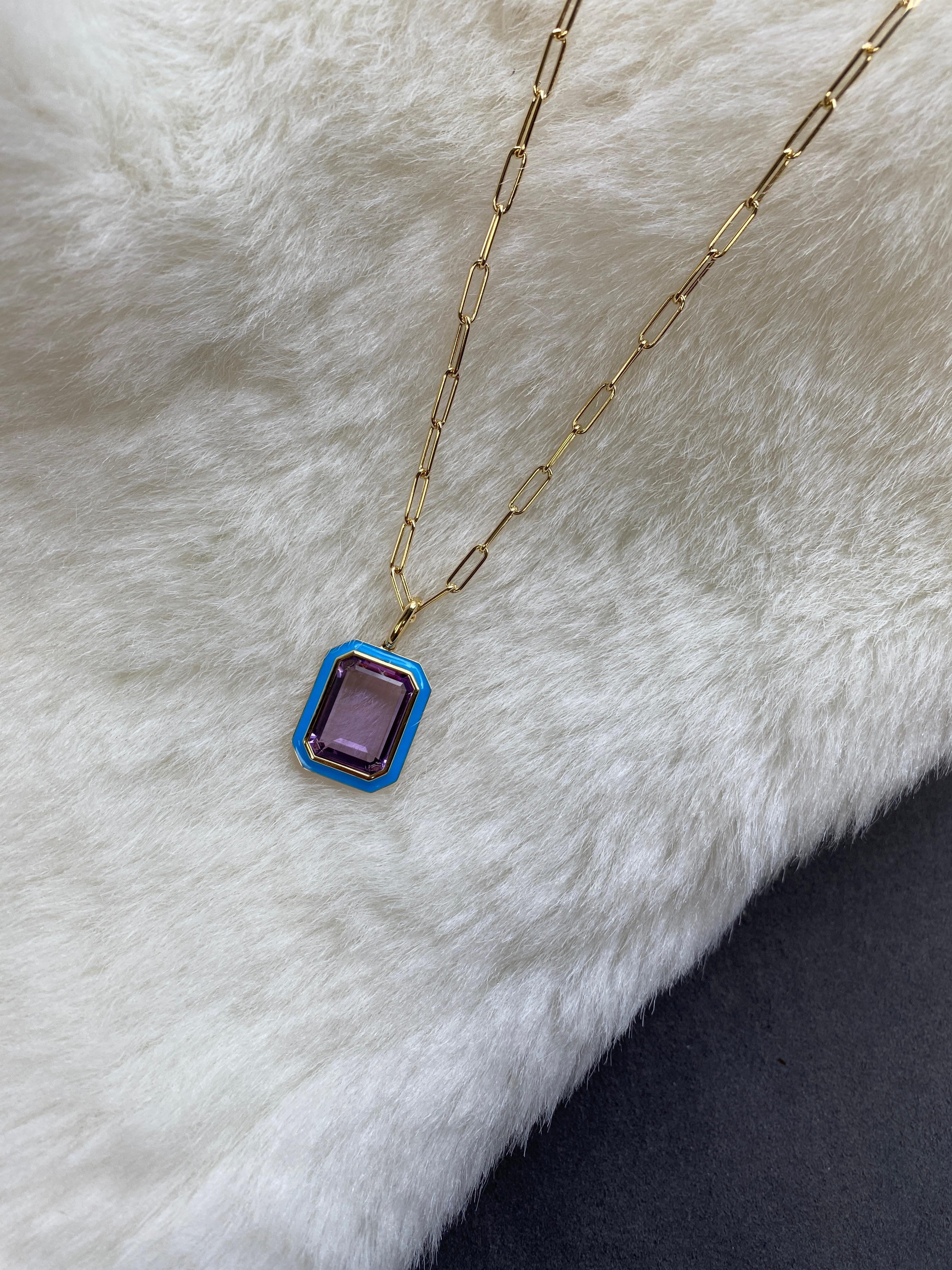 Goshwara Amethyst and Turquoise Enamel Set of Pendant, Ring and Earrings 1