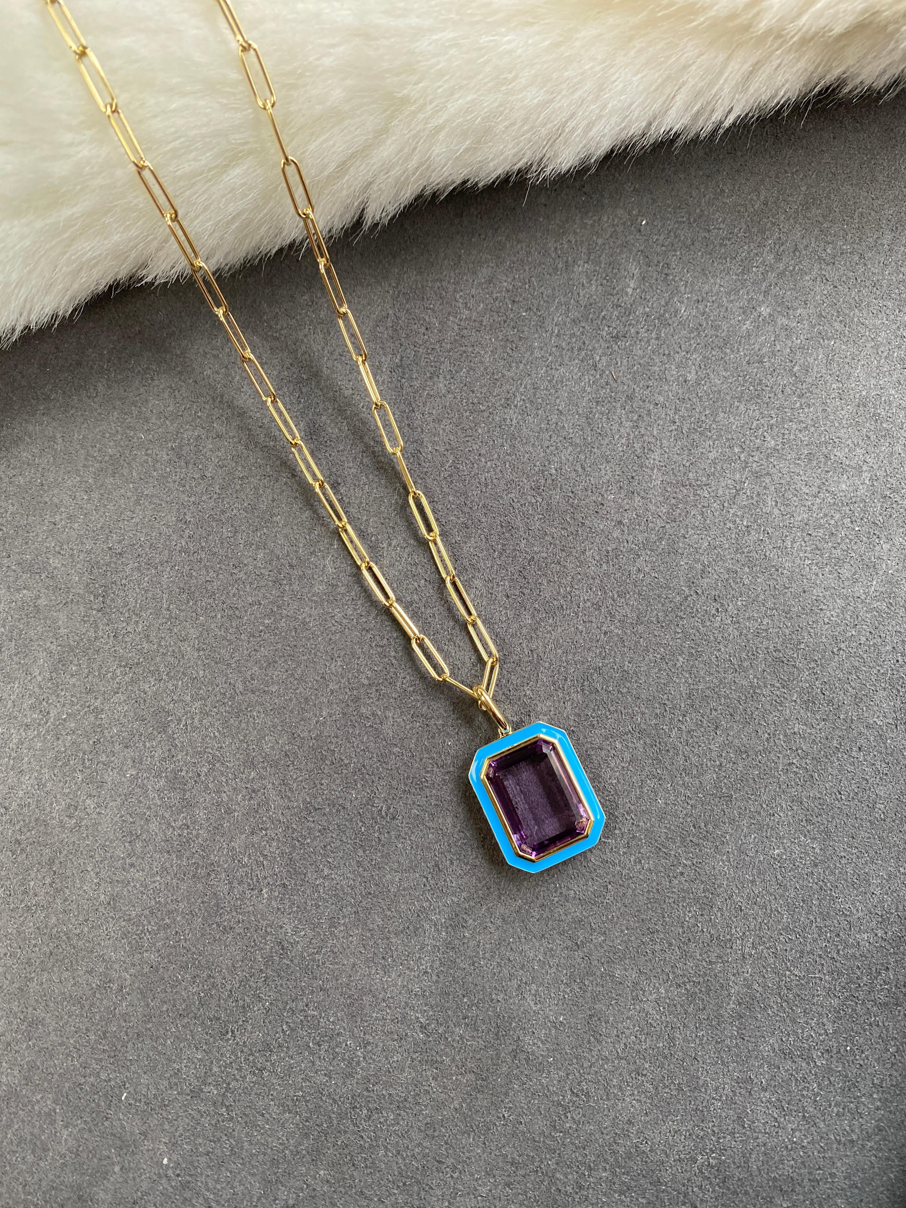 Goshwara Amethyst and Turquoise Enamel Set of Pendant, Ring and Earrings 2