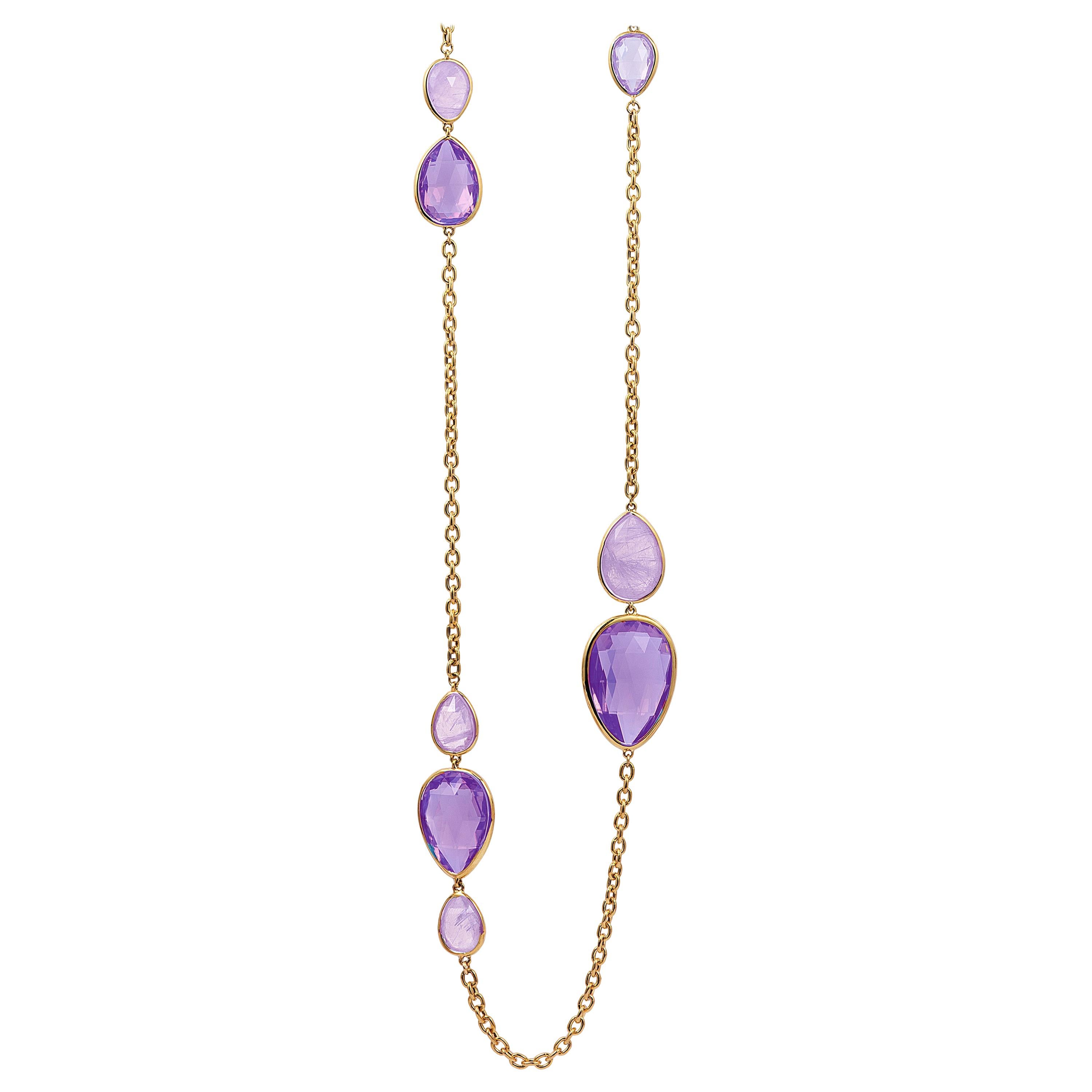 Goshwara Amethyst Briolette Station Necklace For Sale