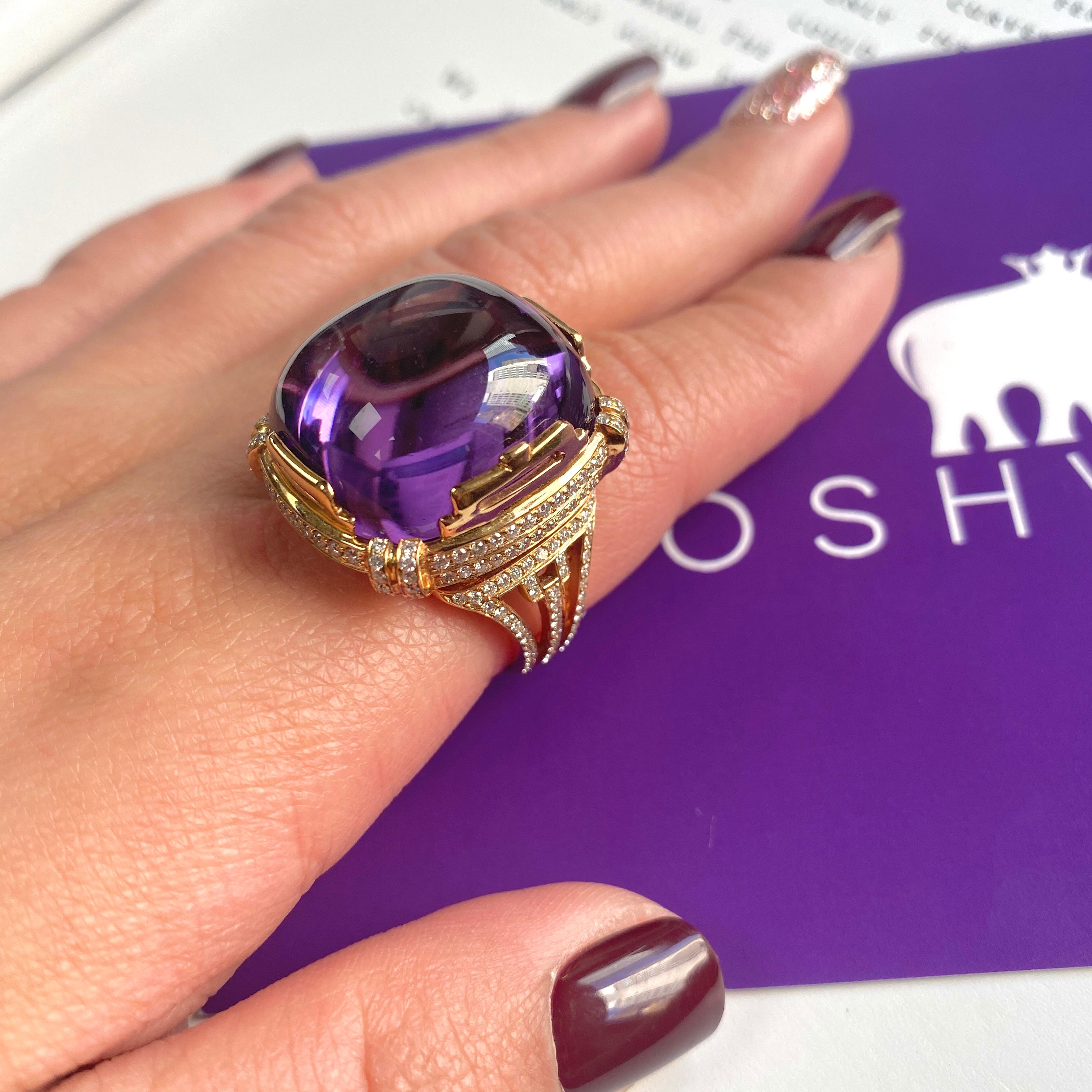 Contemporary Goshwara Amethyst Crown Ring For Sale