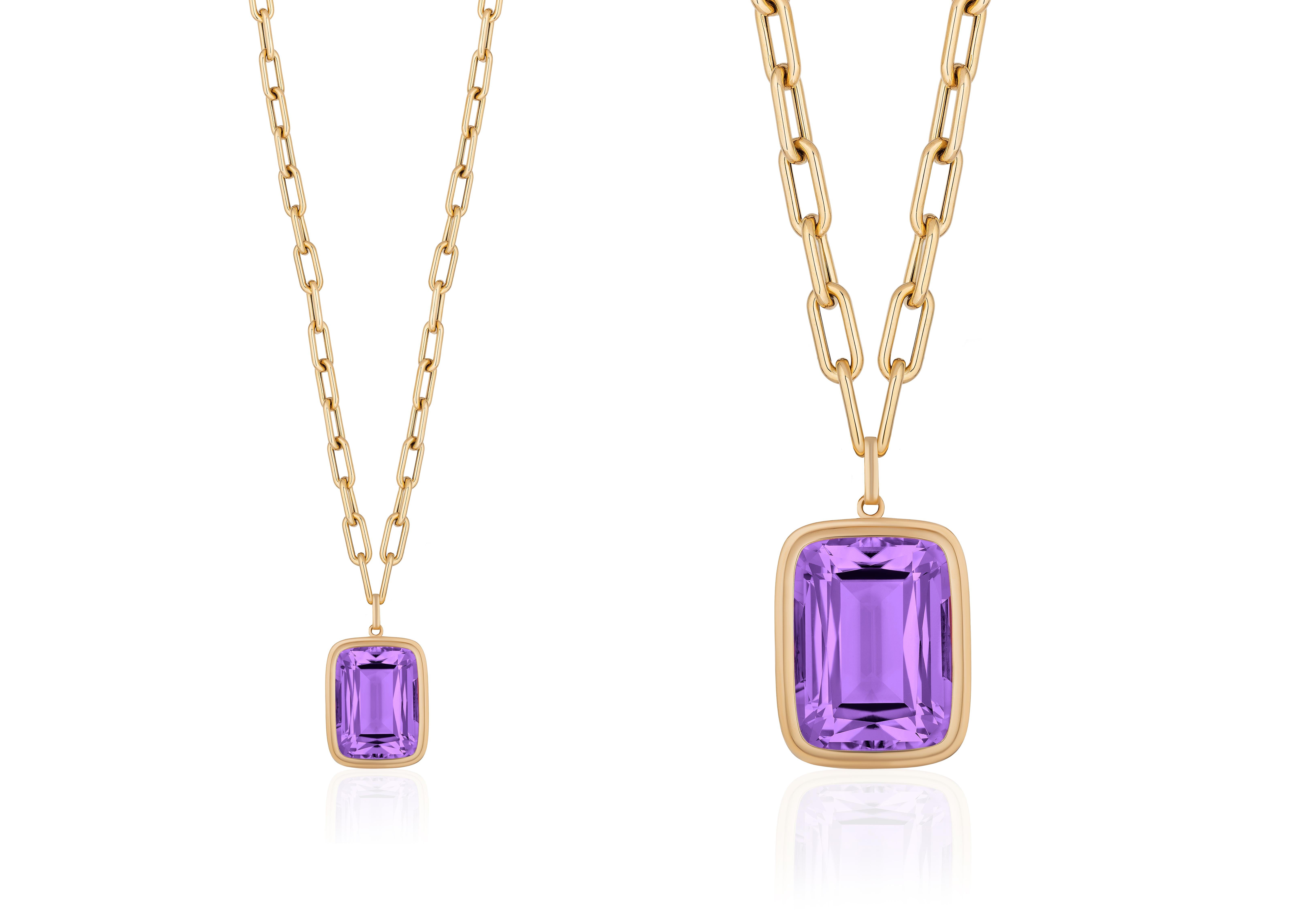 Amethyst Cushion Pendant in 18K Yellow Gold, from 