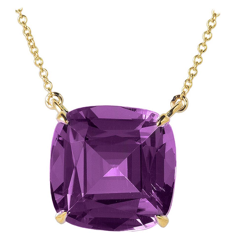 Goshwara Amethyst Cushion Pendant on Cable Chain For Sale