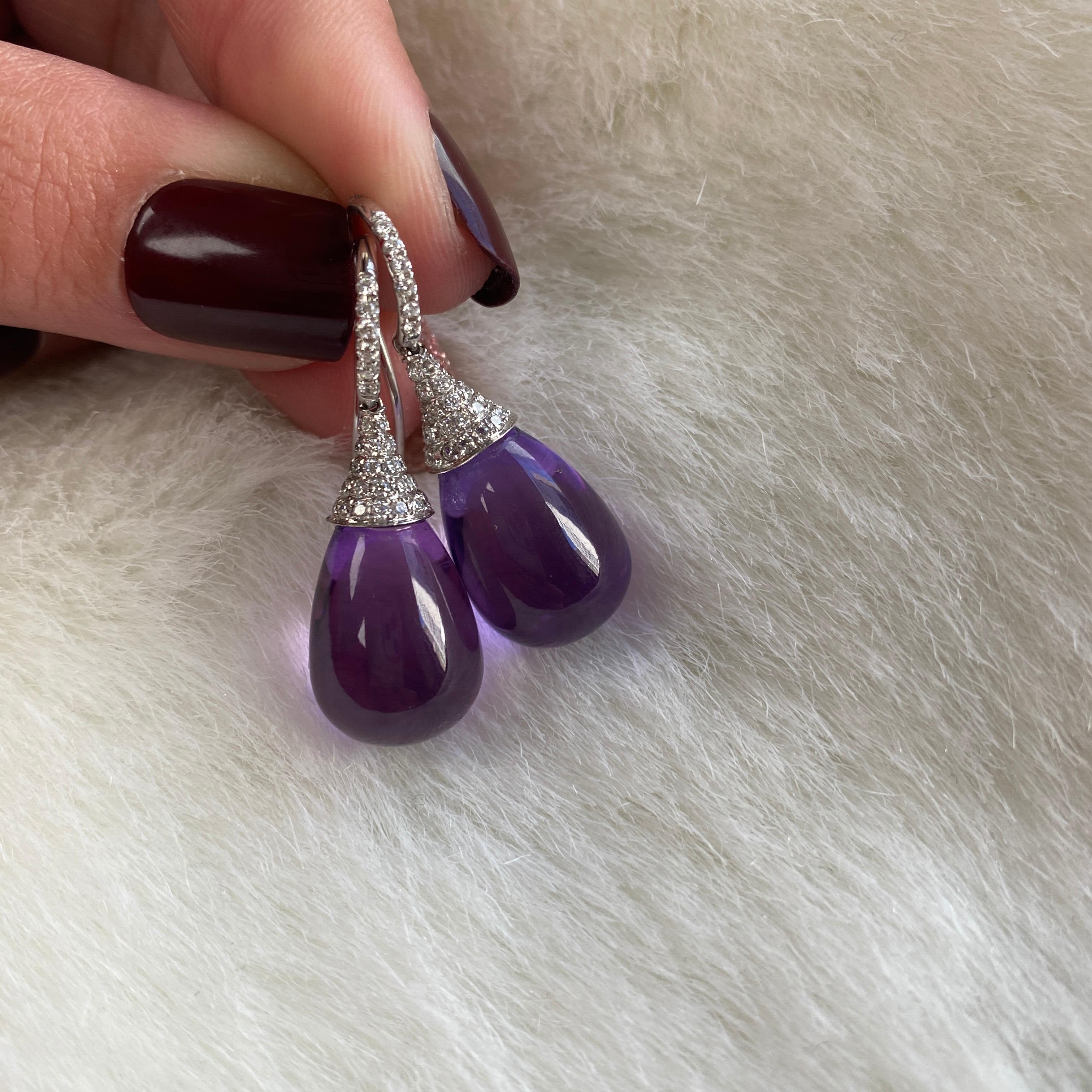 Goshwara Amethyst Drop and Diamond CAP Earrings In New Condition In New York, NY