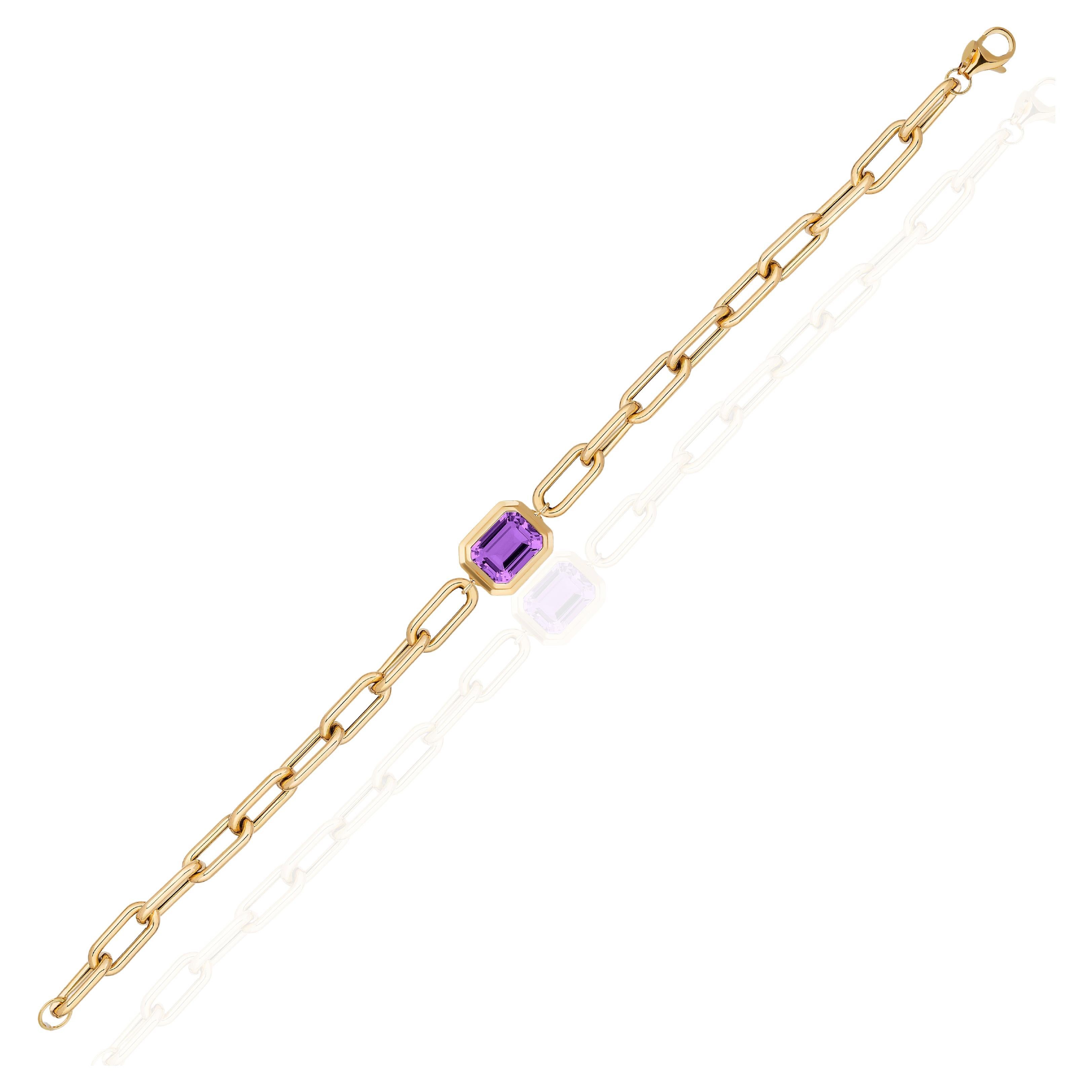 Goshwara Amethyst Emerald Cut Bezel Set Bracelet