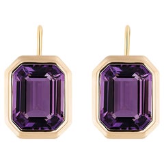 Boucles d'oreilles Goshwara Amethyst Emerald Cut Bezel Set on Wire 