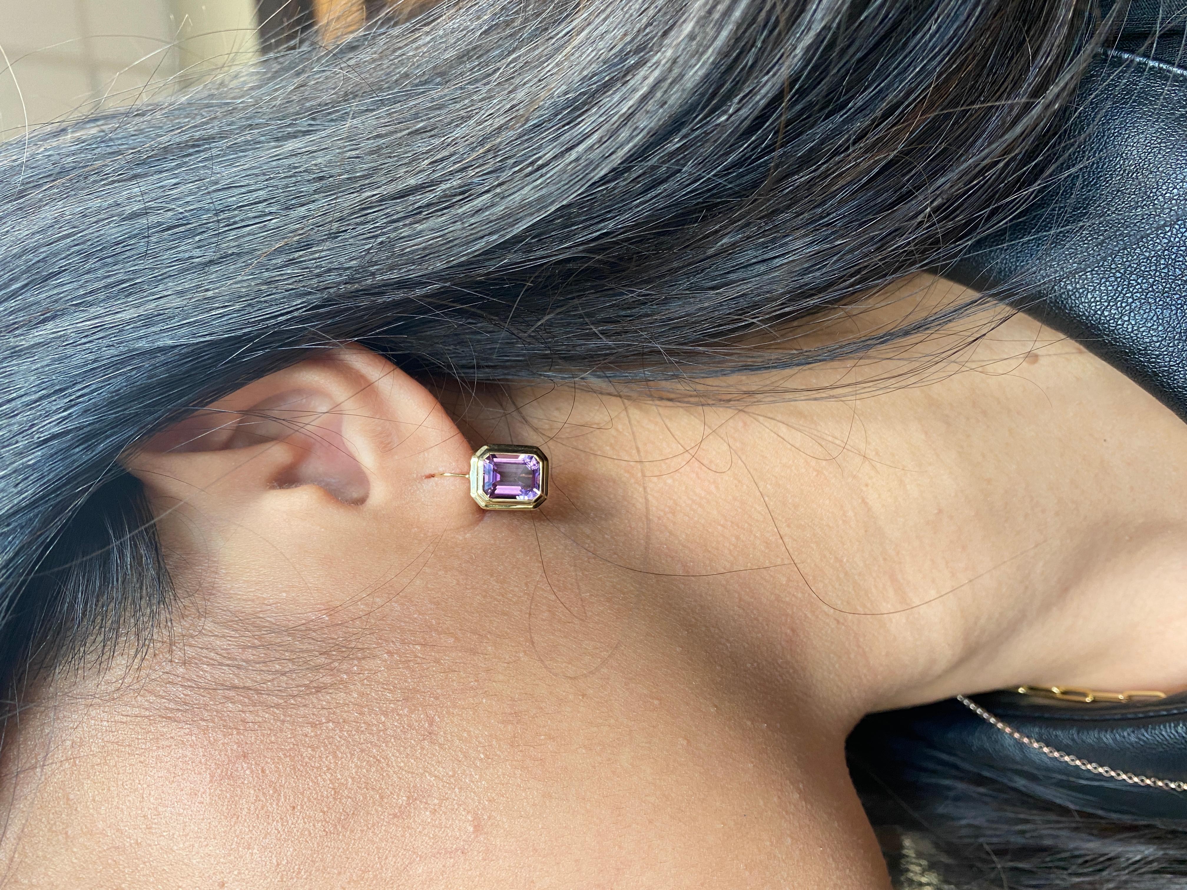 Women's Goshwara Amethyst Emerald Cut on wire Earrings