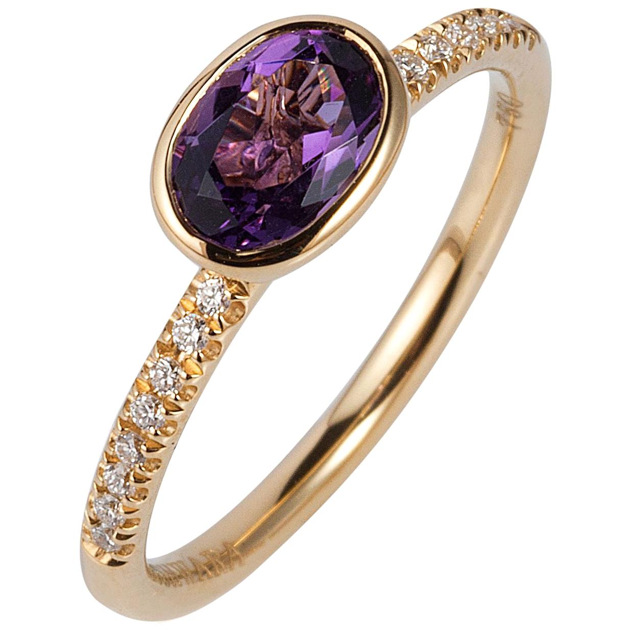 Goshwara Oval Amethyst And Diamond Ring For Sale