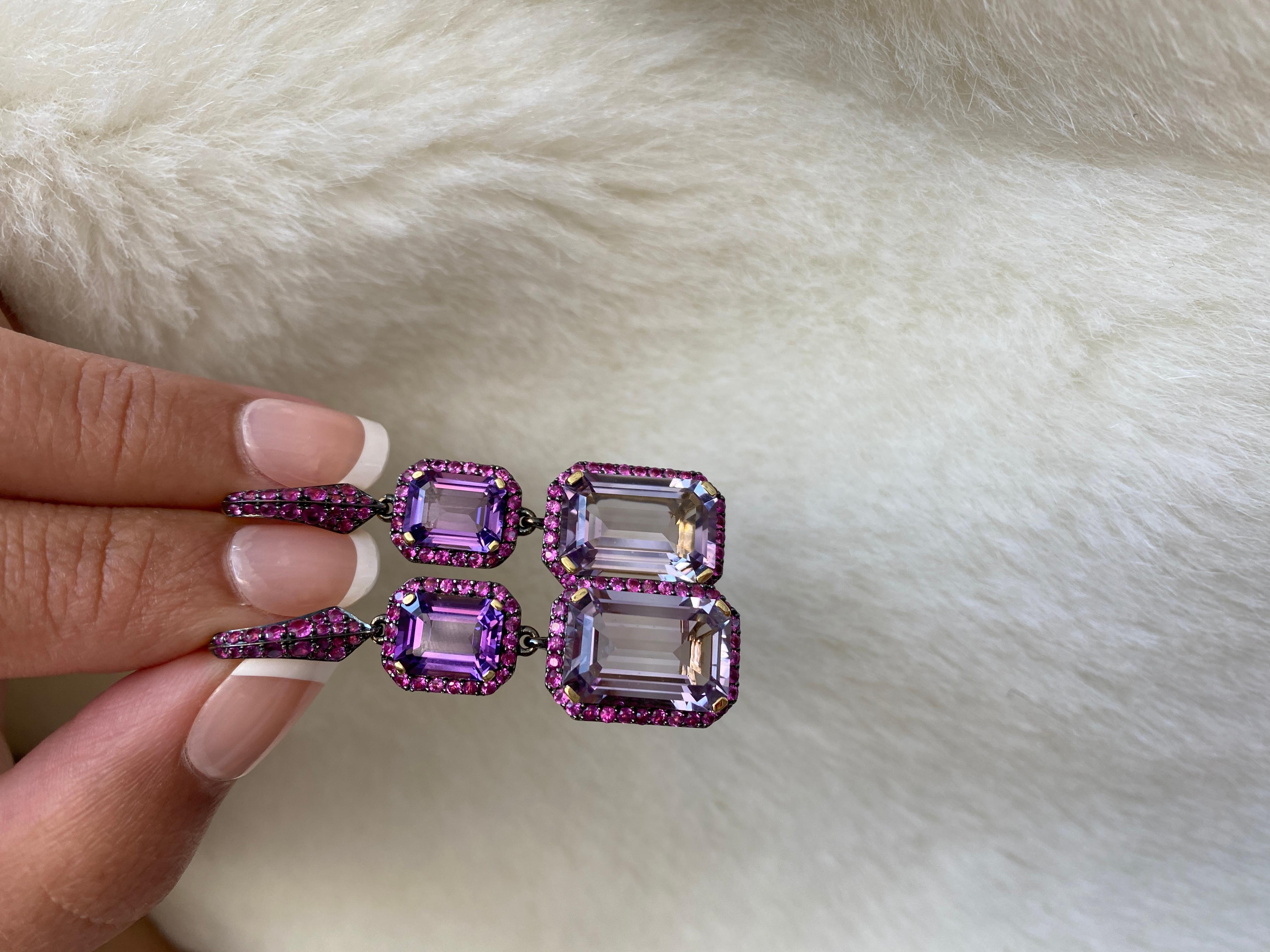 Goshwara Amethyst, Lavender and Pink Sapphire Earrings In New Condition For Sale In New York, NY