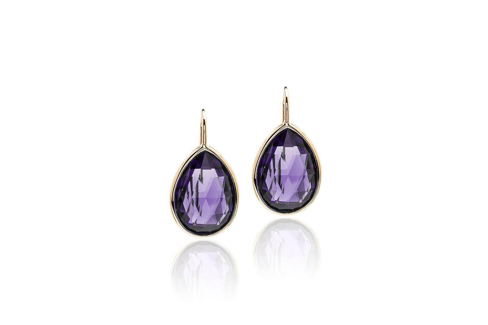 Pear Cut Goshwara Amethyst Pear Shape on a Wire Earring