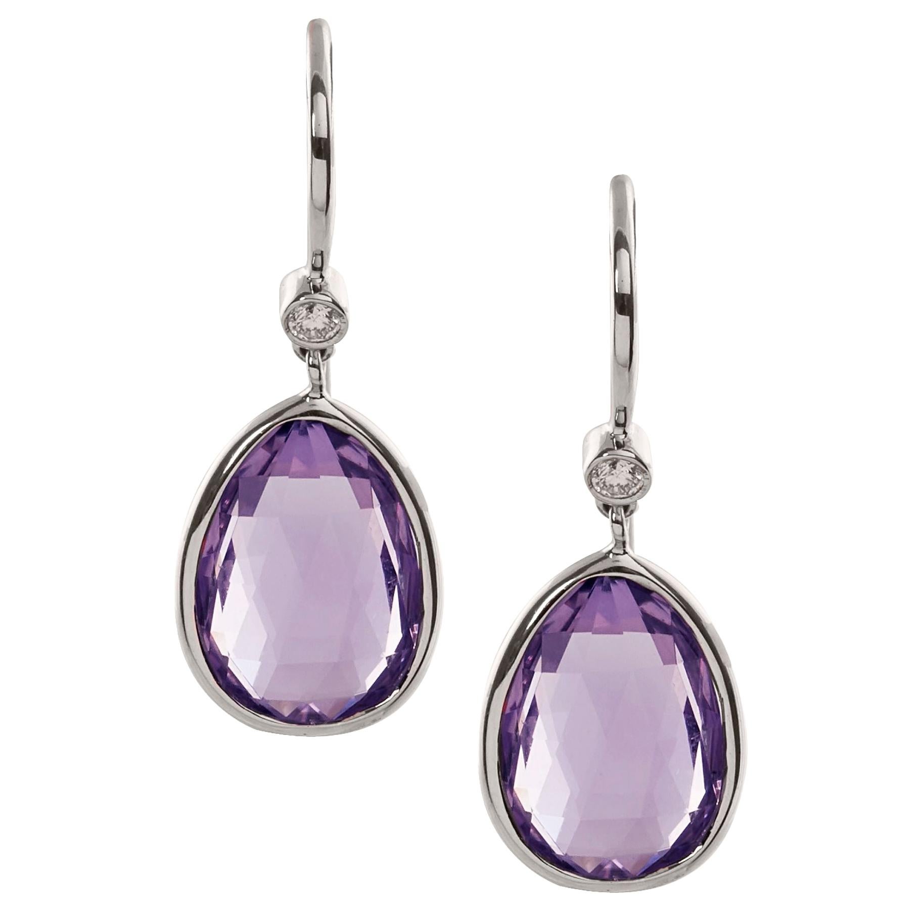 Unique Diamond Earrings Suspended On A Diamond Wire For Sale at 1stDibs