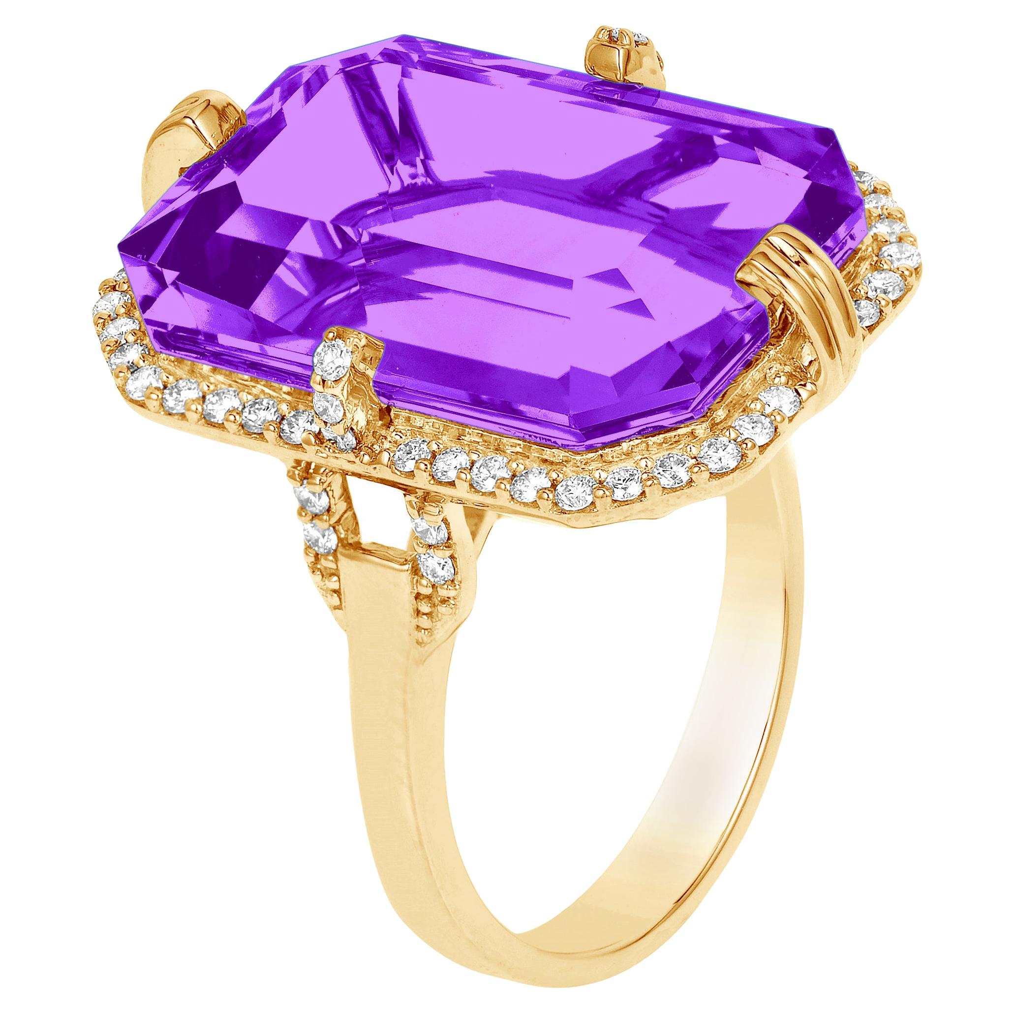 Goshwara Amethyst with Diamonds Ring For Sale