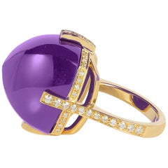 Goshwara Amethyst mit Diamanten Zuckerhut Ring