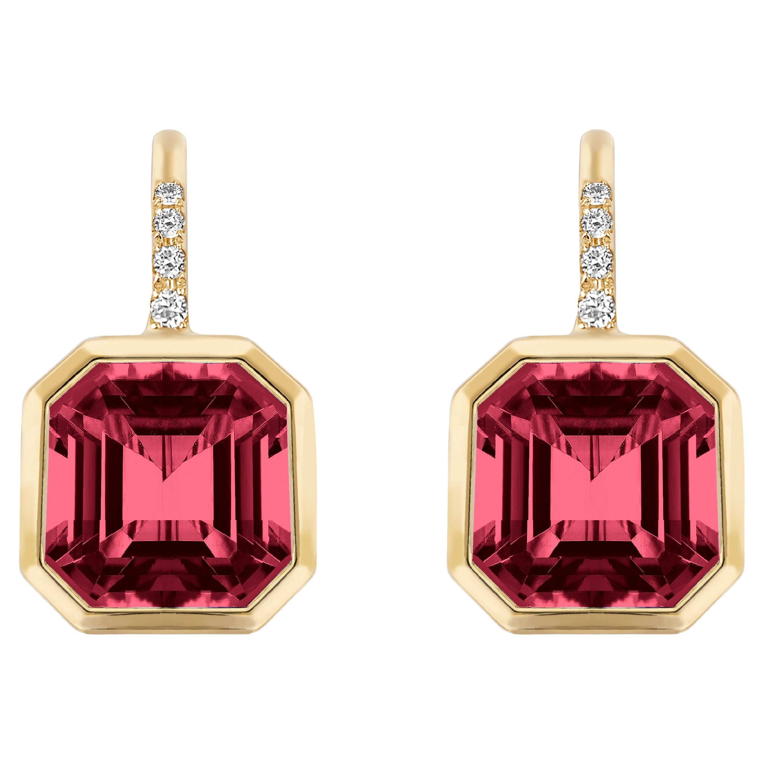 Goshwara Asscher Cut Granat mit Diamanten Ohrringe im Angebot