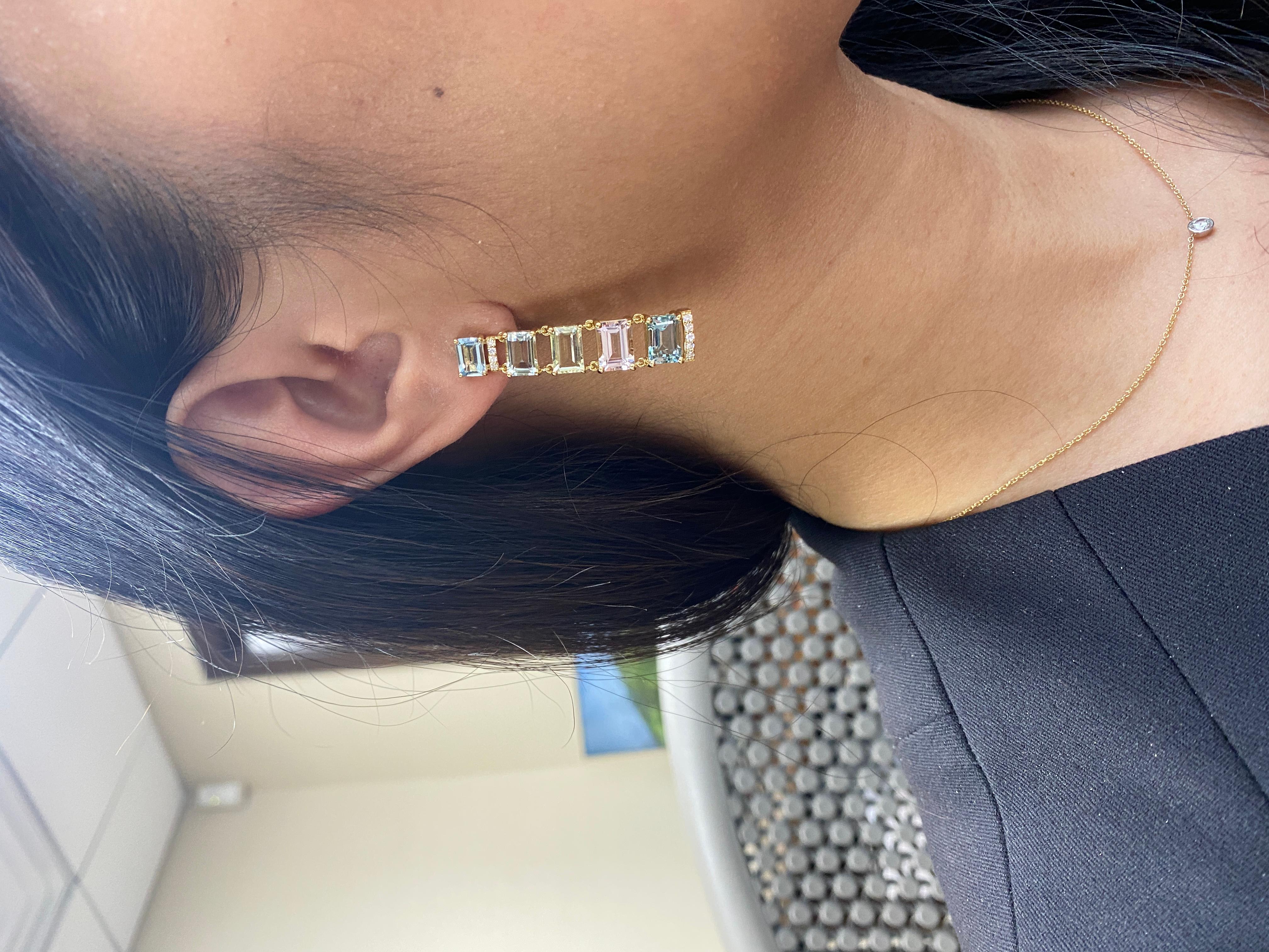 Goshwara Boucles d'oreilles en béryl baguettes et diamants Neuf à New York, NY