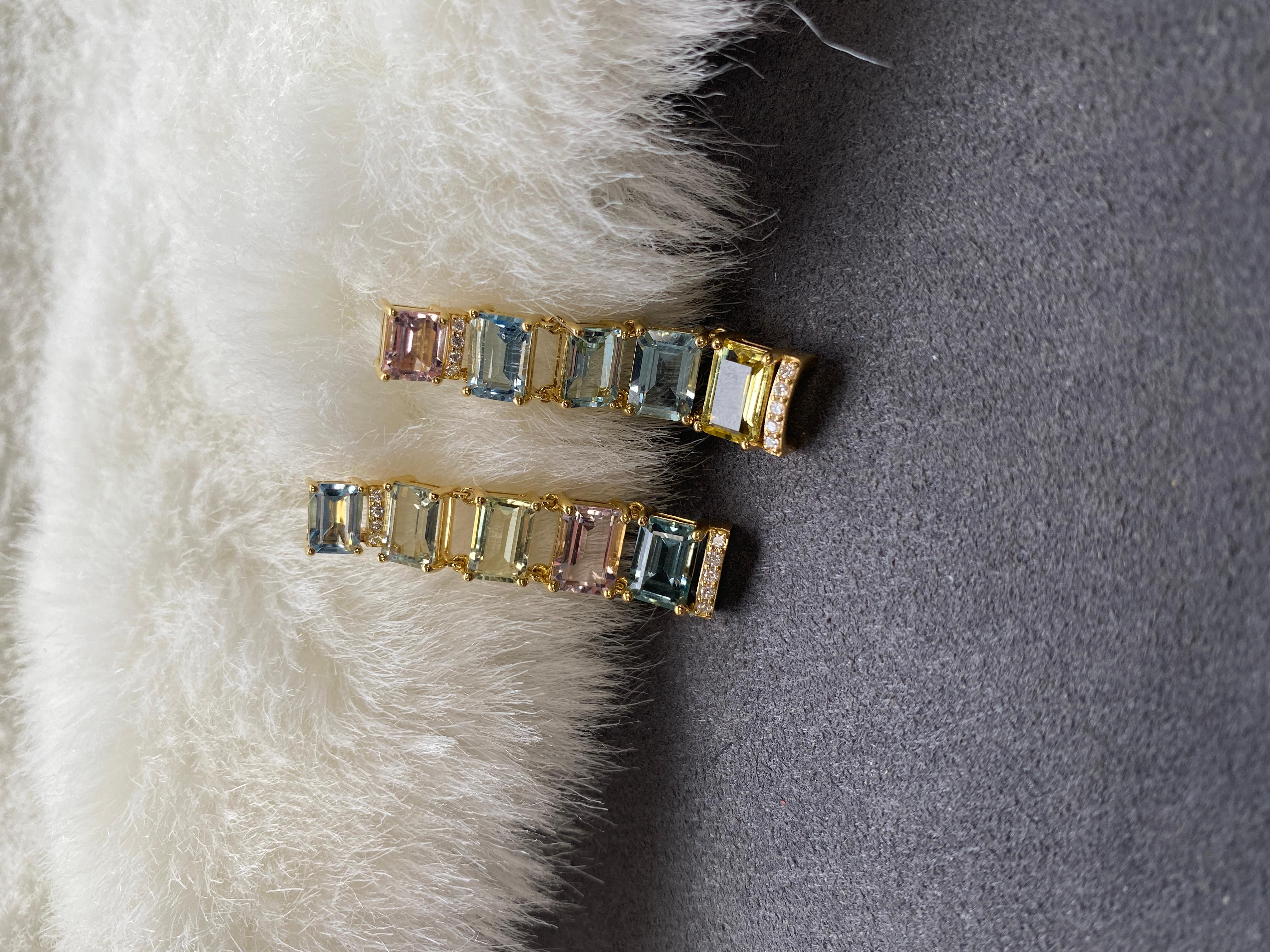  Goshwara Boucles d'oreilles en béryl baguettes et diamants Pour femmes 