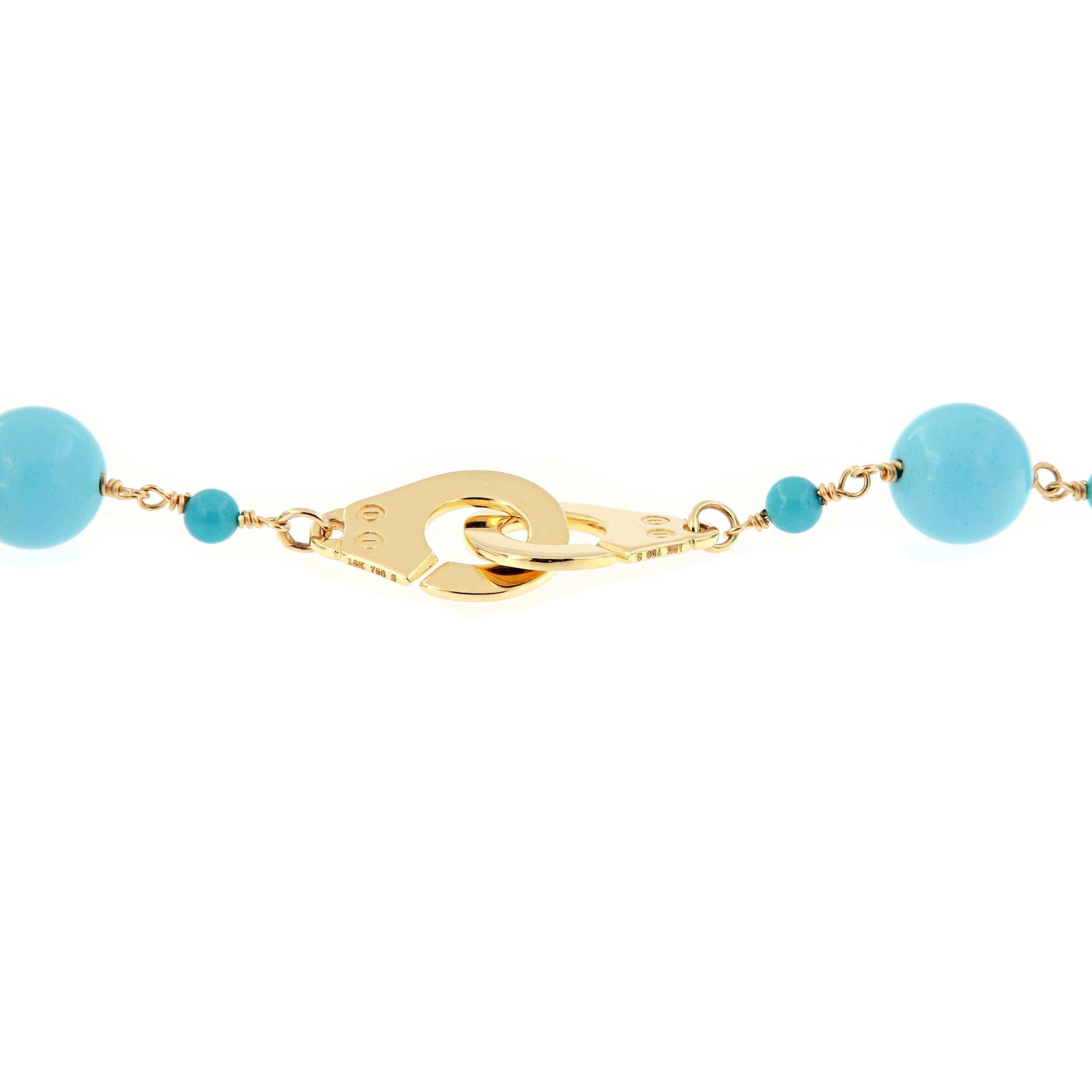 Women's Goshwara “Beyond” Natural Sleeping Beauty Turquoise Beaded Chain Necklace