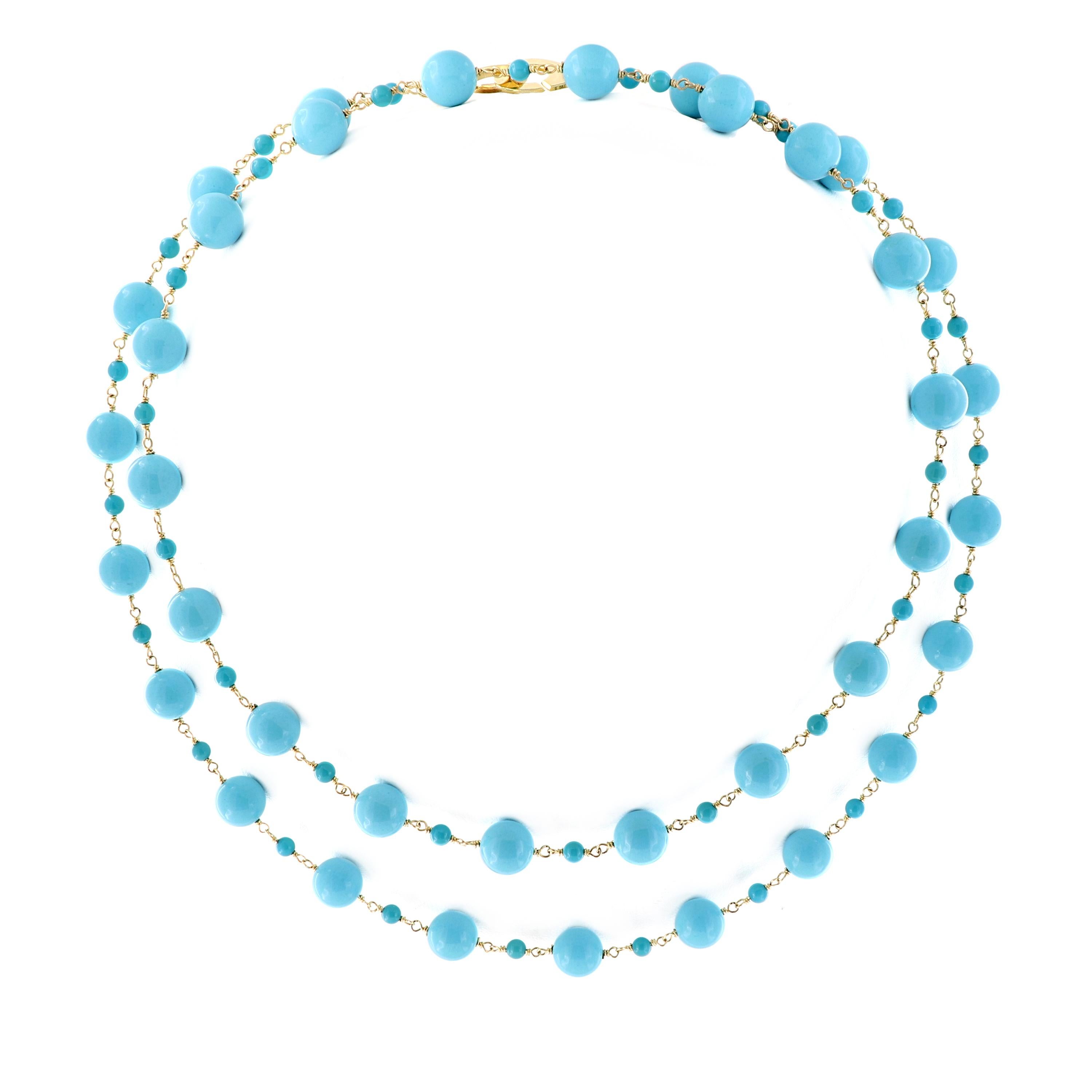 Goshwara “Beyond” Natural Sleeping Beauty Turquoise Beaded Chain Necklace