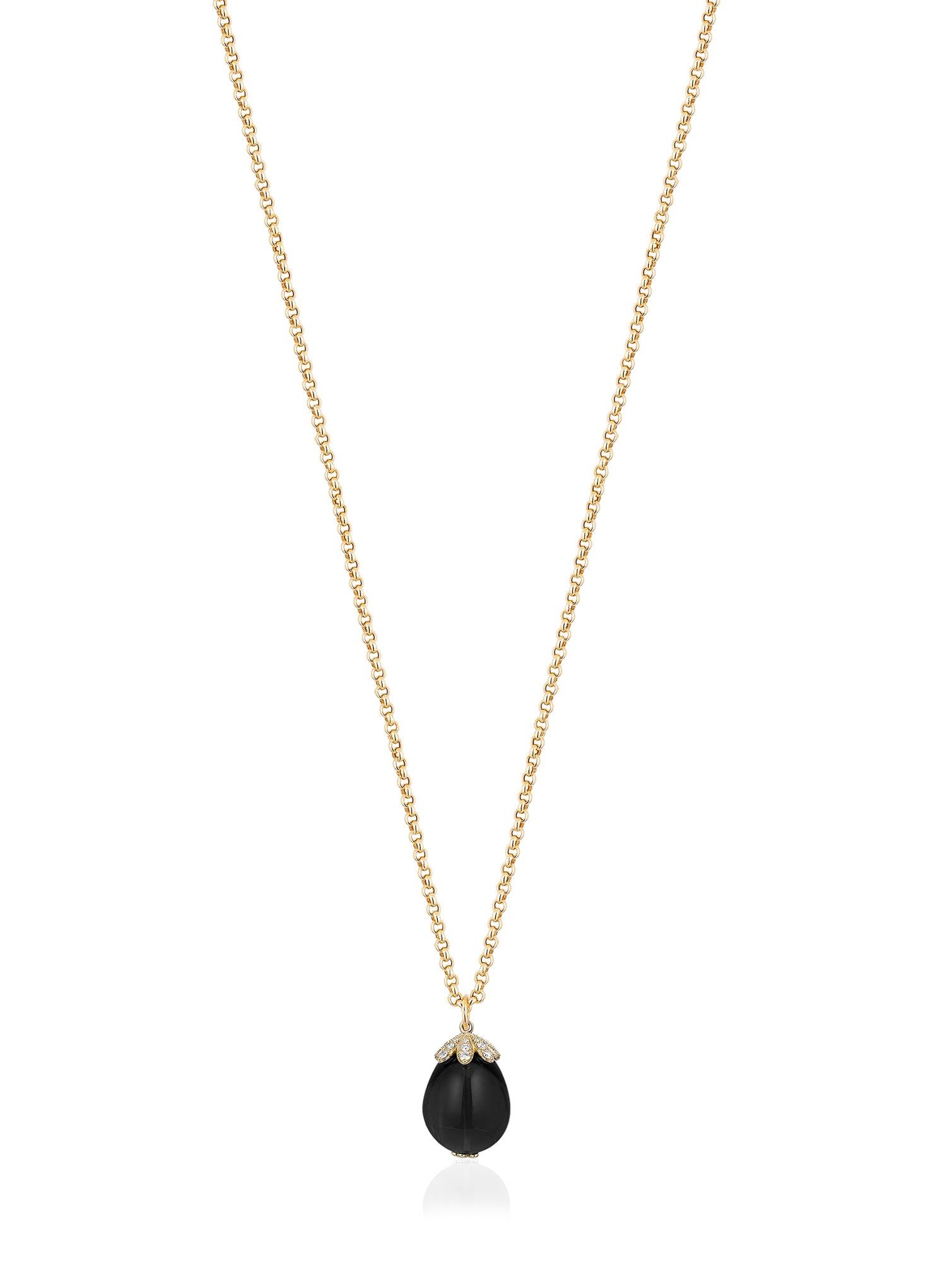 Contemporary Goshwara Black Spinel and Diamond Pendant For Sale