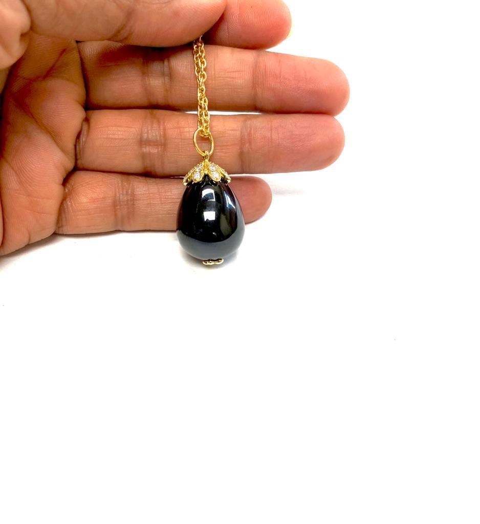 Goshwara Black Spinel and Diamond Pendant In New Condition In New York, NY