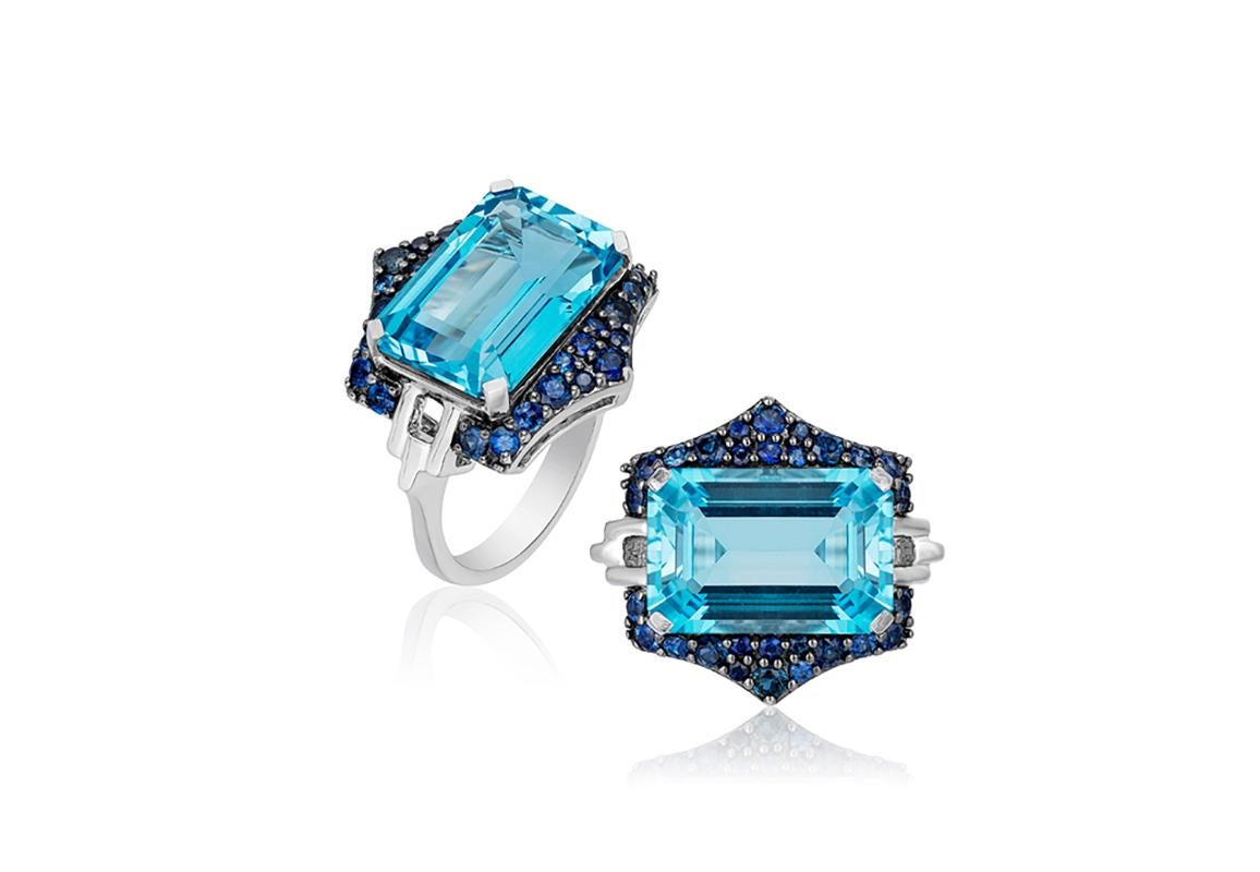 blue sapphire and blue topaz ring