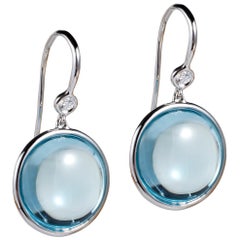 Goshwara Blue Topaz and Diamond Disc Earrings