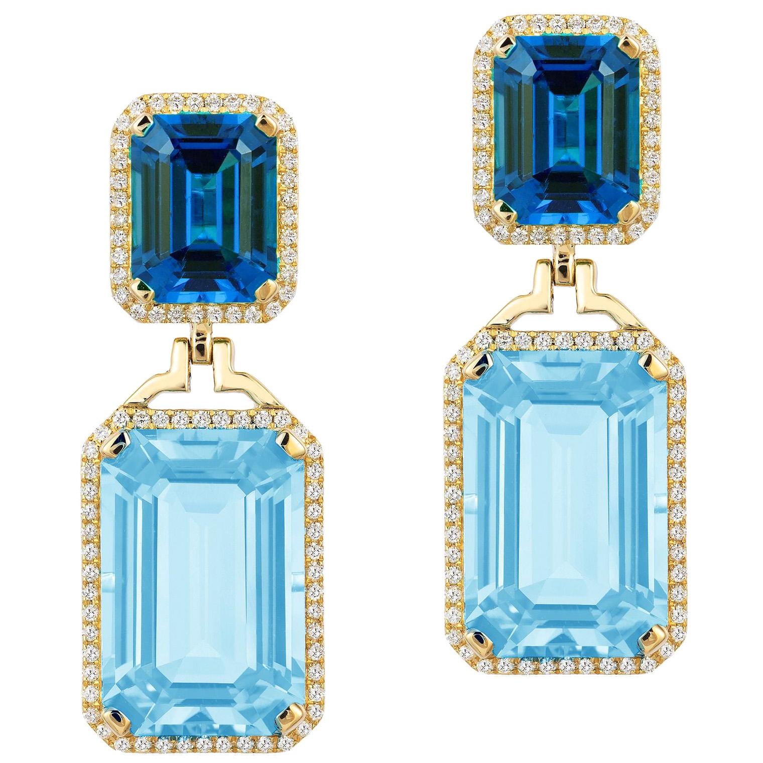 Goshwara London Blue Topaz Emerald Cut and Peridot with Diamonds ...