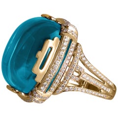 Bague couronne en topaze bleue de Goshwara